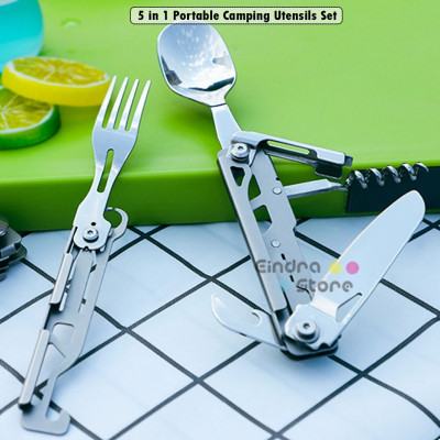 5 in 1 Portable Camping Utensils Set